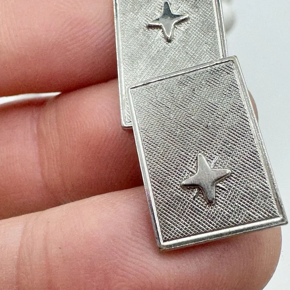 Vintage Cufflinks MCM Mid Century Atomic Starburst Rectangular Textured